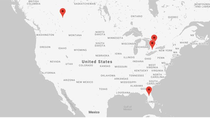 MEDATech Heavy Equipment map of locations